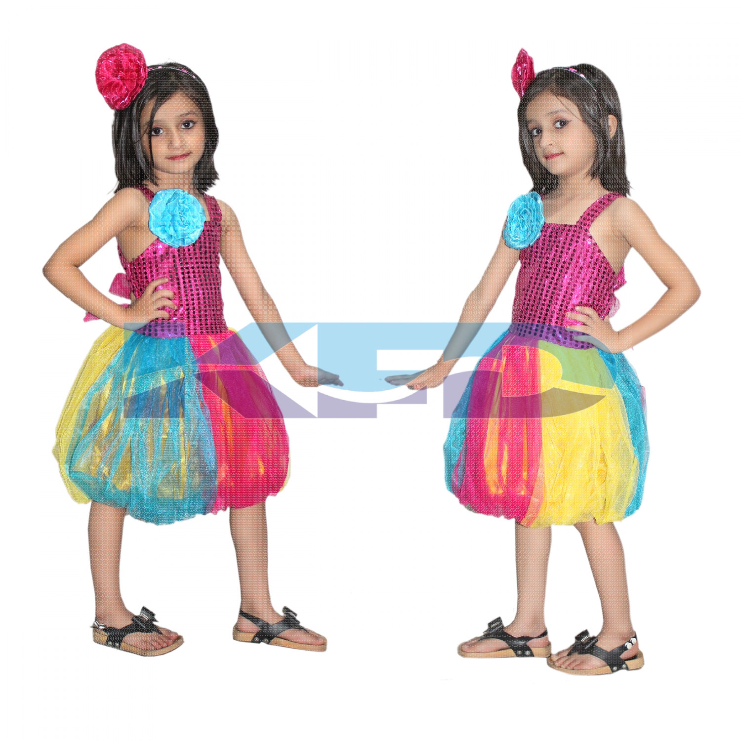  Multicolor Frock,Western Costume For School Annual function/Theme Party/Competition/Stage Shows/Birthday Party Dress