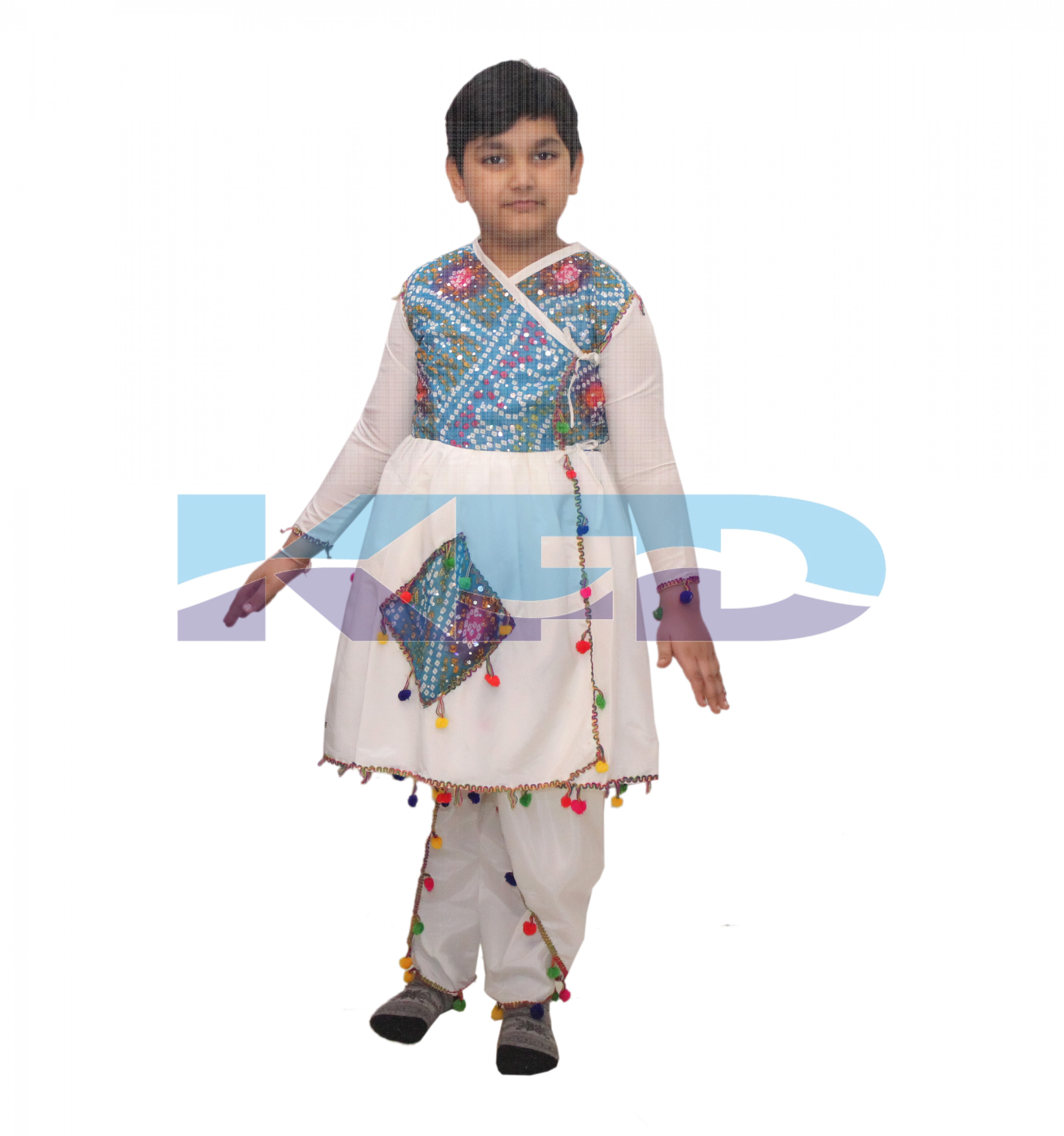 Gujrati Boy Cream Costume For Kids/Garba Dress For Boys/Indian Traditional Gujrati Boy Costume/For Kids Annual function/Theme Party/Competition/Stage Shows/Birthday Party Dress