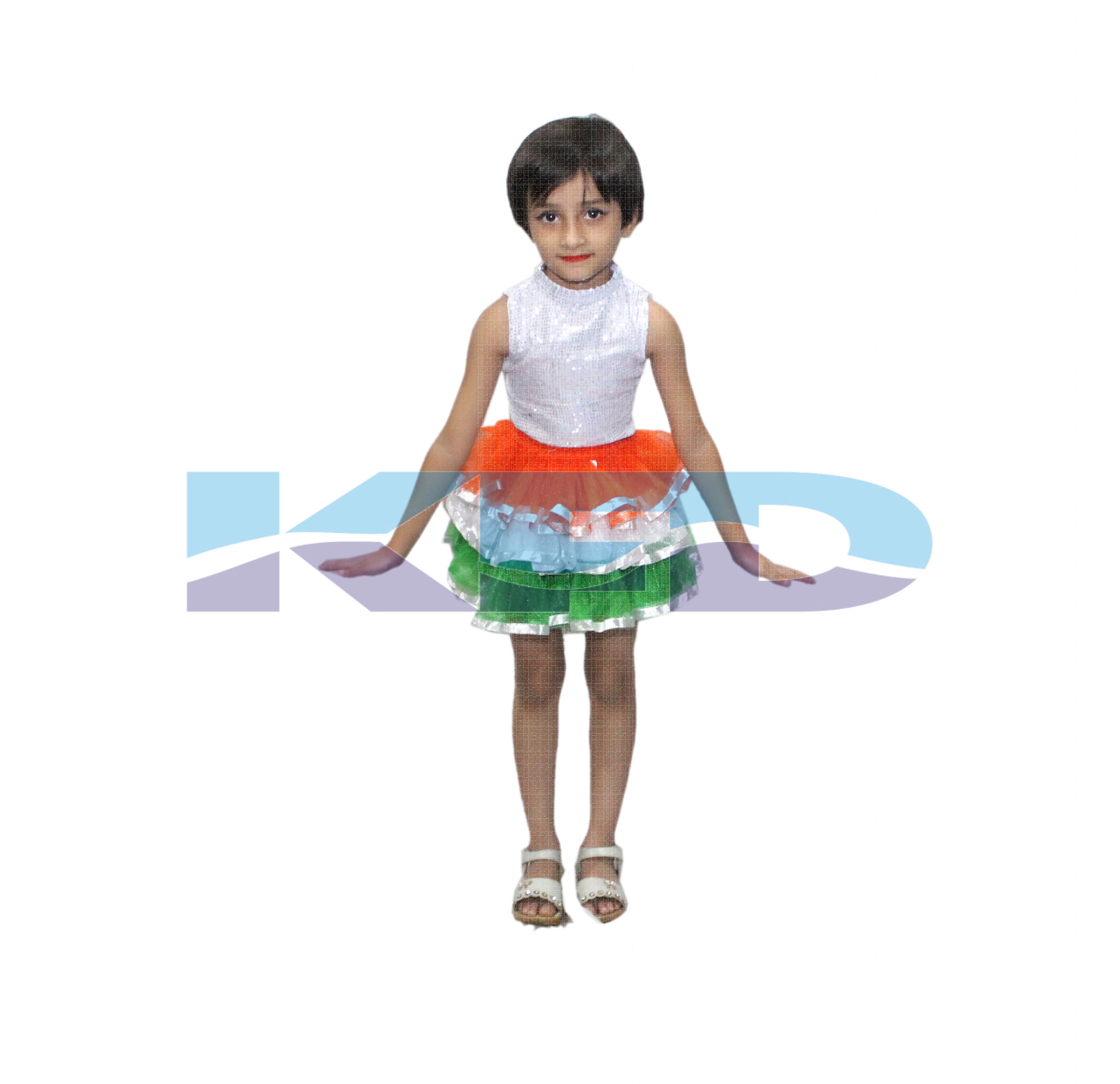 Tri Color Tu Tu Skirt Costume For Kids Western Dance/Independence Day Special/School Annual function/Theme Party/Competition/Stage Shows/Birthday Party Dress