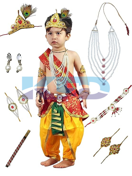 Krishna belt red 5 line mala fancy dress for kids,Mythological  Costume for School Annual function/Theme Party/Competition/Stage Shows Dress