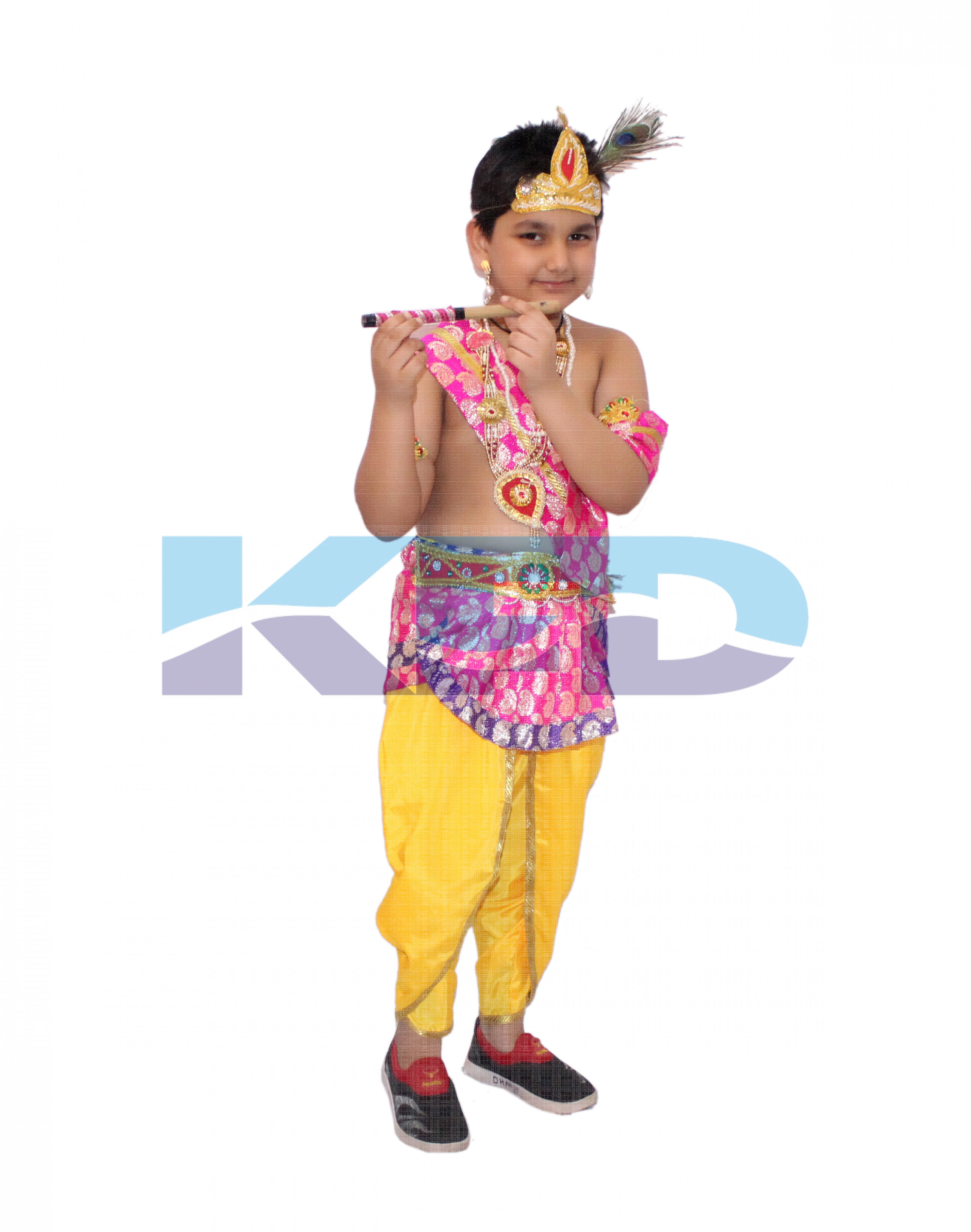 Krishna belt Magenta fancy dress for kids,Mythological  Costume for School Annual function/Theme Party/Competition/Stage Shows Dress