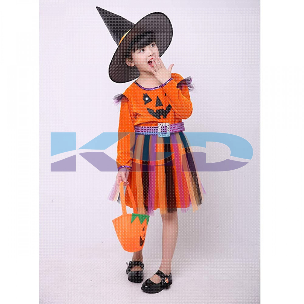 pumpkin Girls fancy dress for kids, Halloween Costume for School Annual function/Theme Party/Competition/Stage Shows Dress
