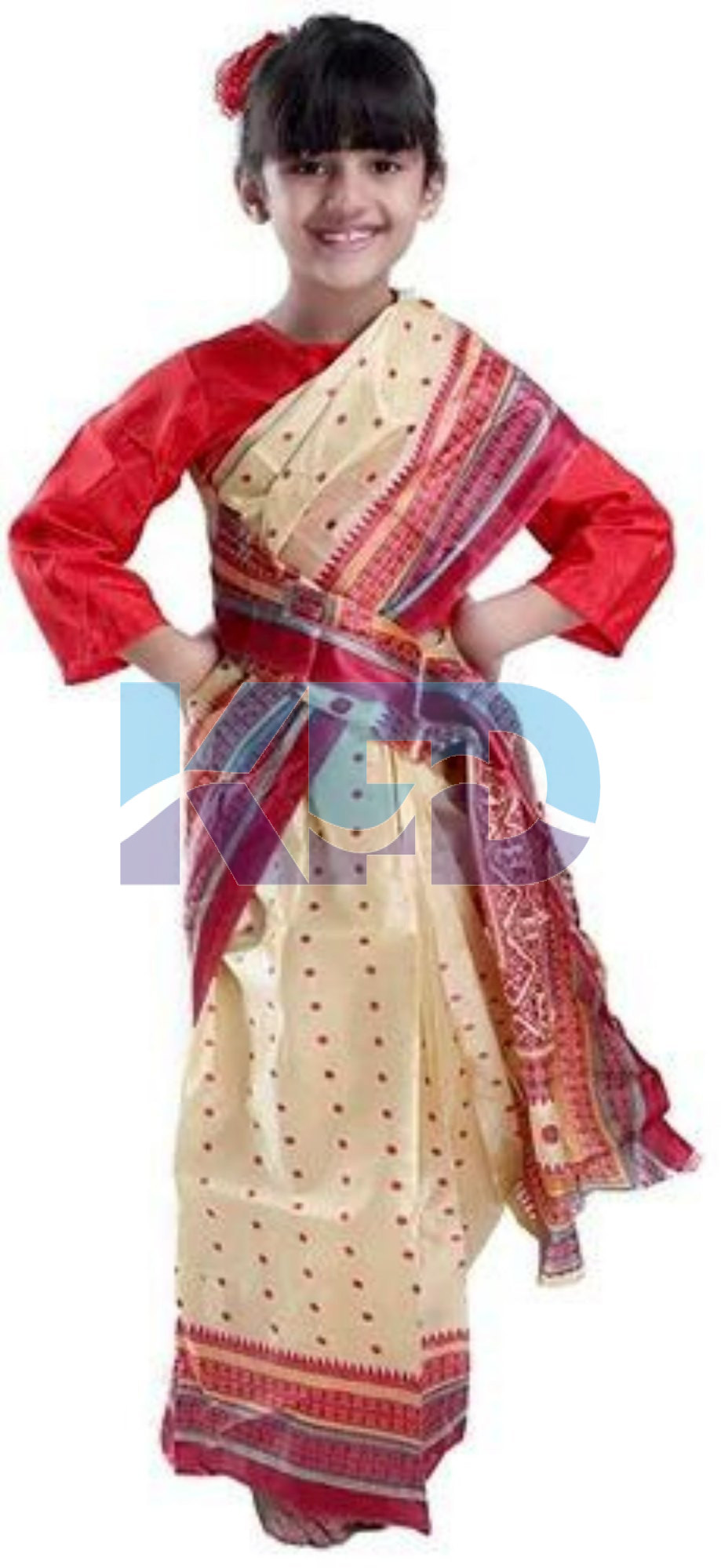 Bihu Saree Fancy dress for kids,Indian State/Dance Costume for Annual function/Theme Party/Competition/Stage Shows Dress