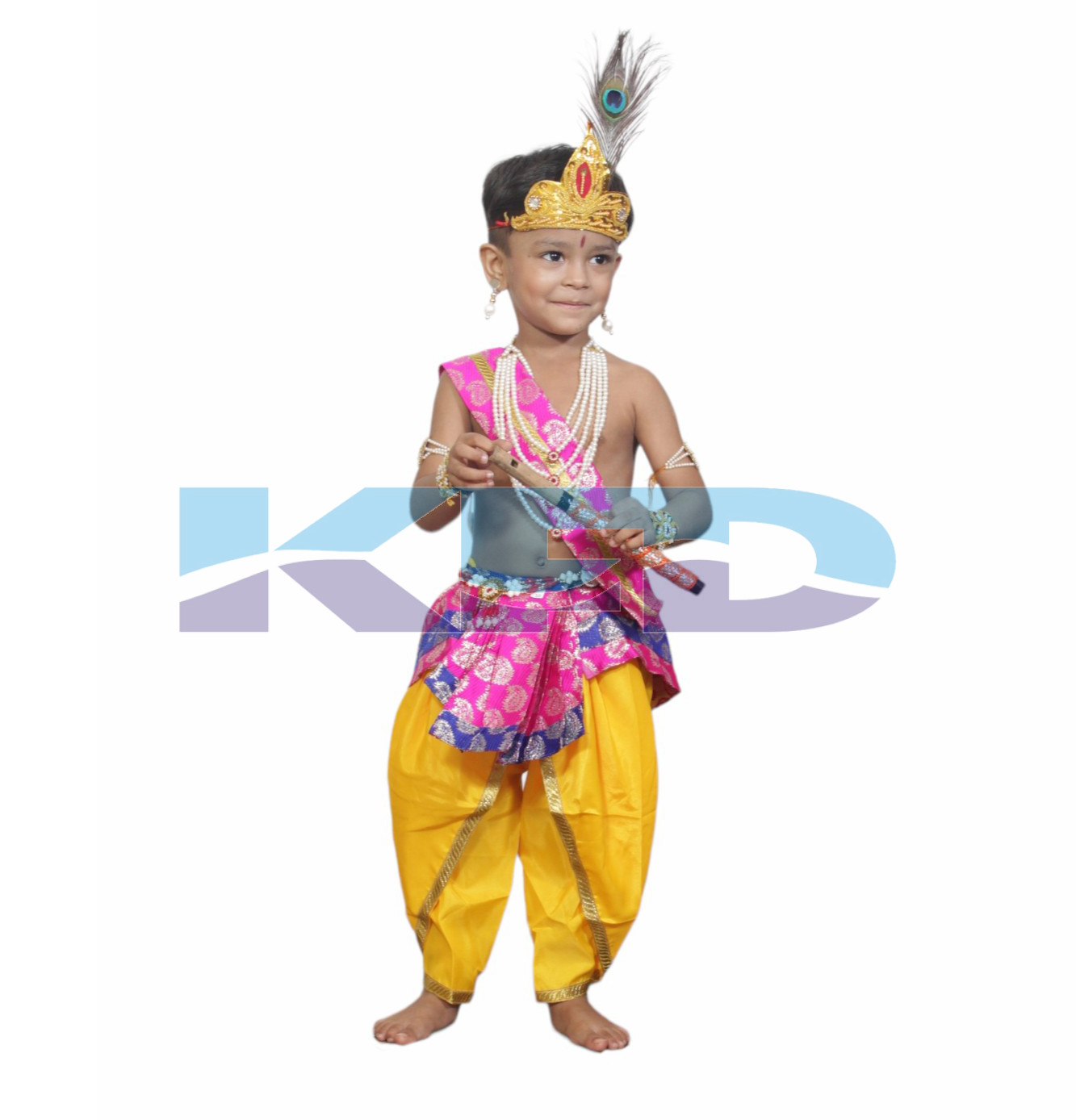 Krishna belt Magenta 5 line mala fancy dress for kids,Mythological  Costume for School Annual function/Theme Party/Competition/Stage Shows Dress