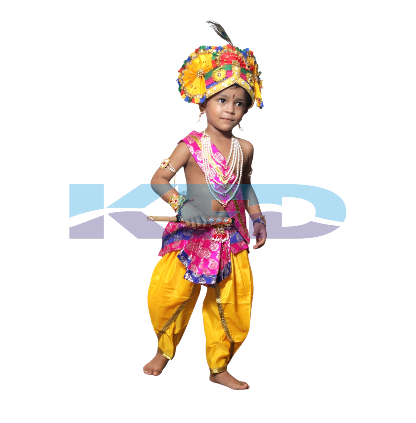 Krishna belt Magenta pagde fancy dress for kids,Mythological  Costume for School Annual function/Theme Party/Competition/Stage Shows Dress