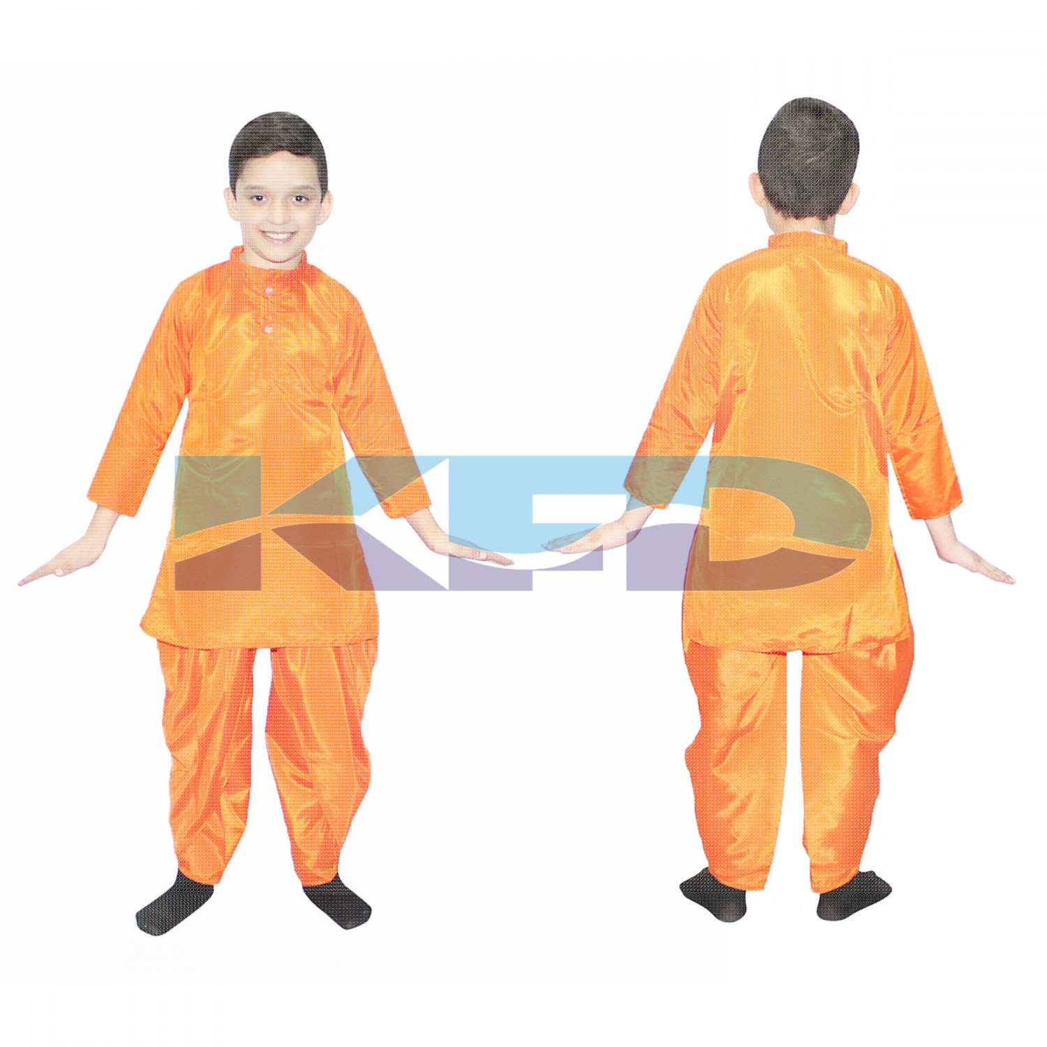 Orange Dhoti Kurta fancy dress for kids,Indian state Traditional Wear for Annual Function/Theme Party/Competition/Stage Shows/Birthday Party Dress