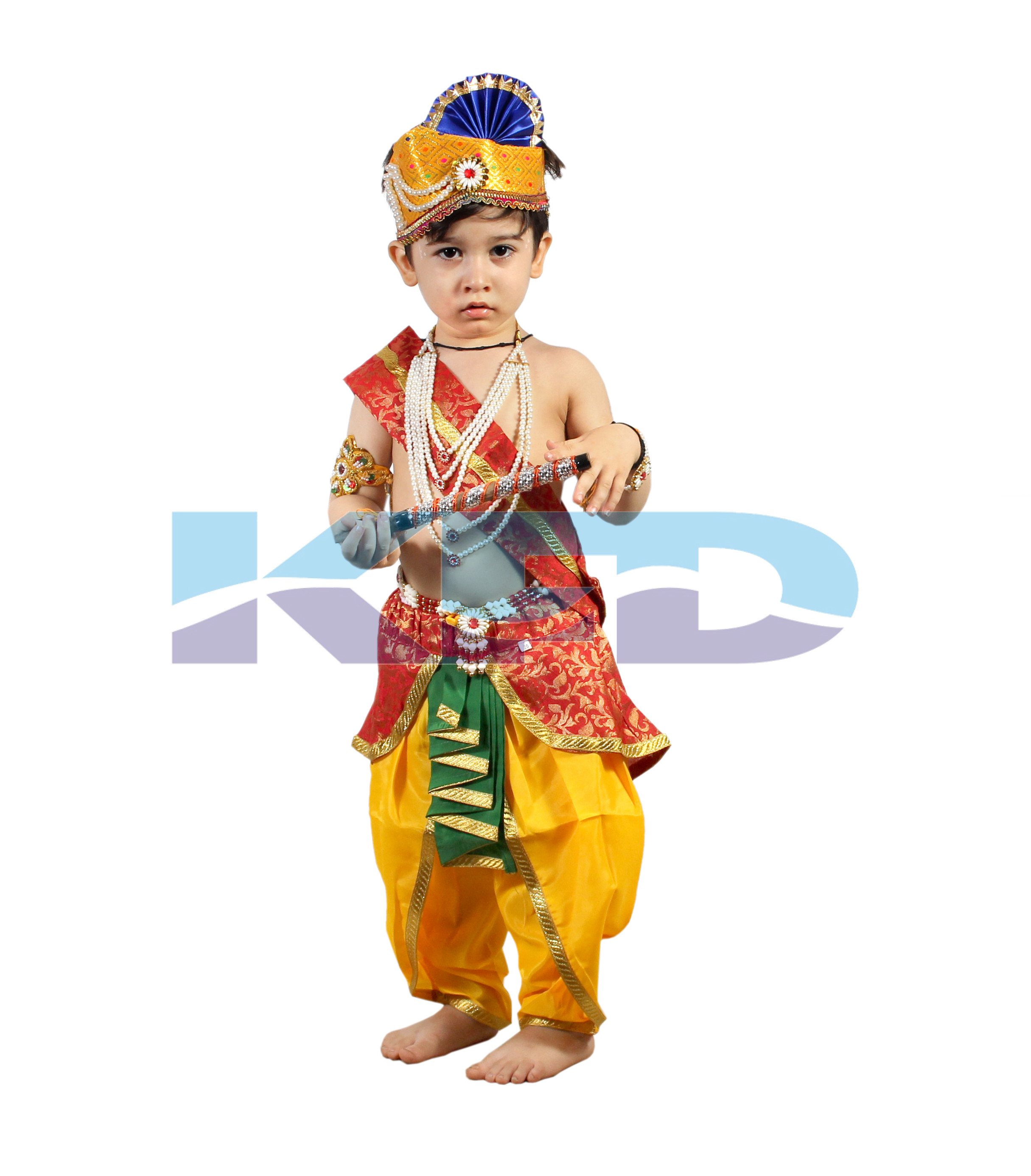 Krishna belt red fabric mukut fancy dress for kids,Mythological  Costume for School Annual function/Theme Party/Competition/Stage Shows Dress