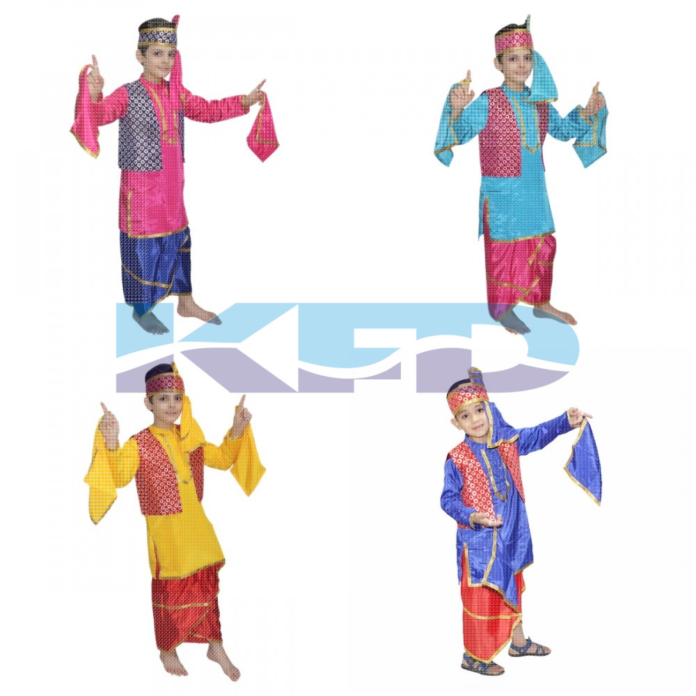 Punjabi Boy fancy dress for kids,Indian State Traditional Wear Costume for Annual function/Theme party/Competition/Stage Shows/Birthday Party Dress 