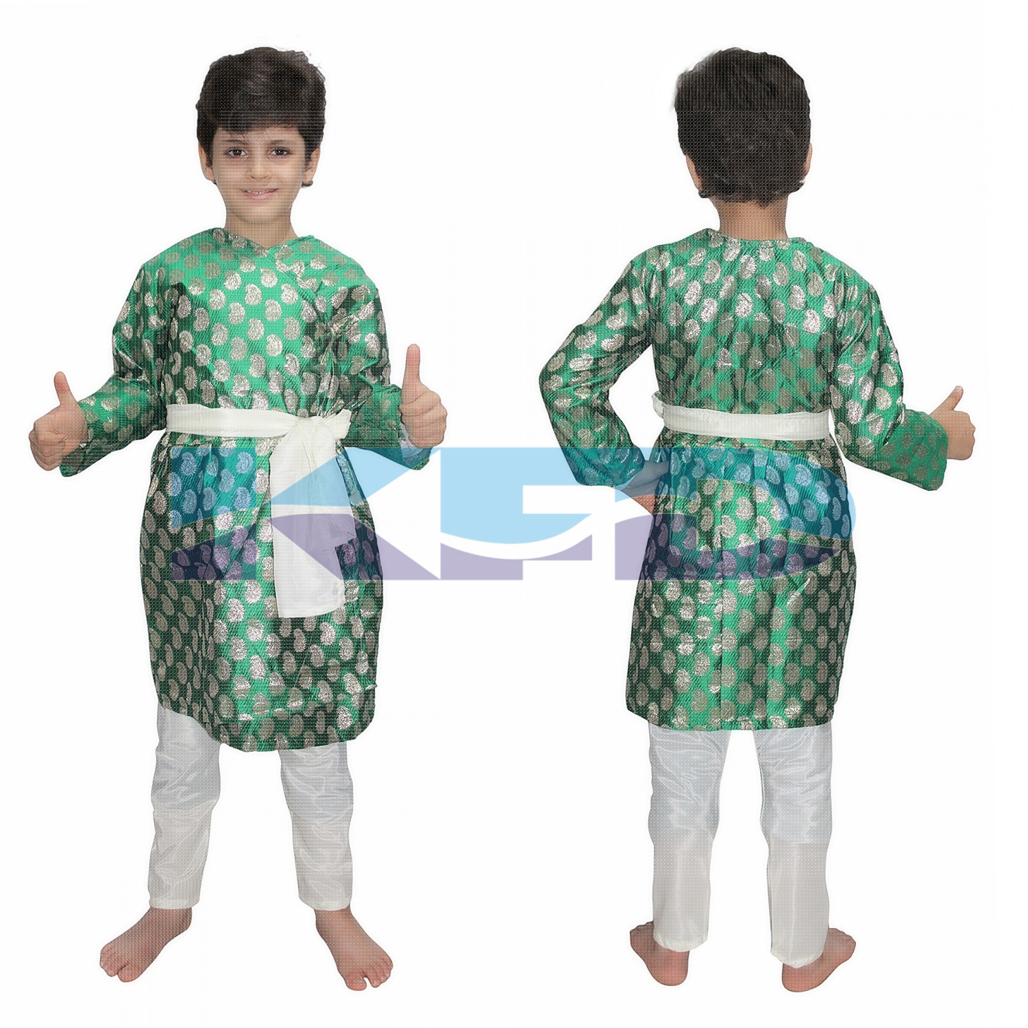 Gujrati Boy Green Color fancy dress for kids,Indian State Traditional Wear for Annual function/Theme party/Competition/Stage Shows Dress