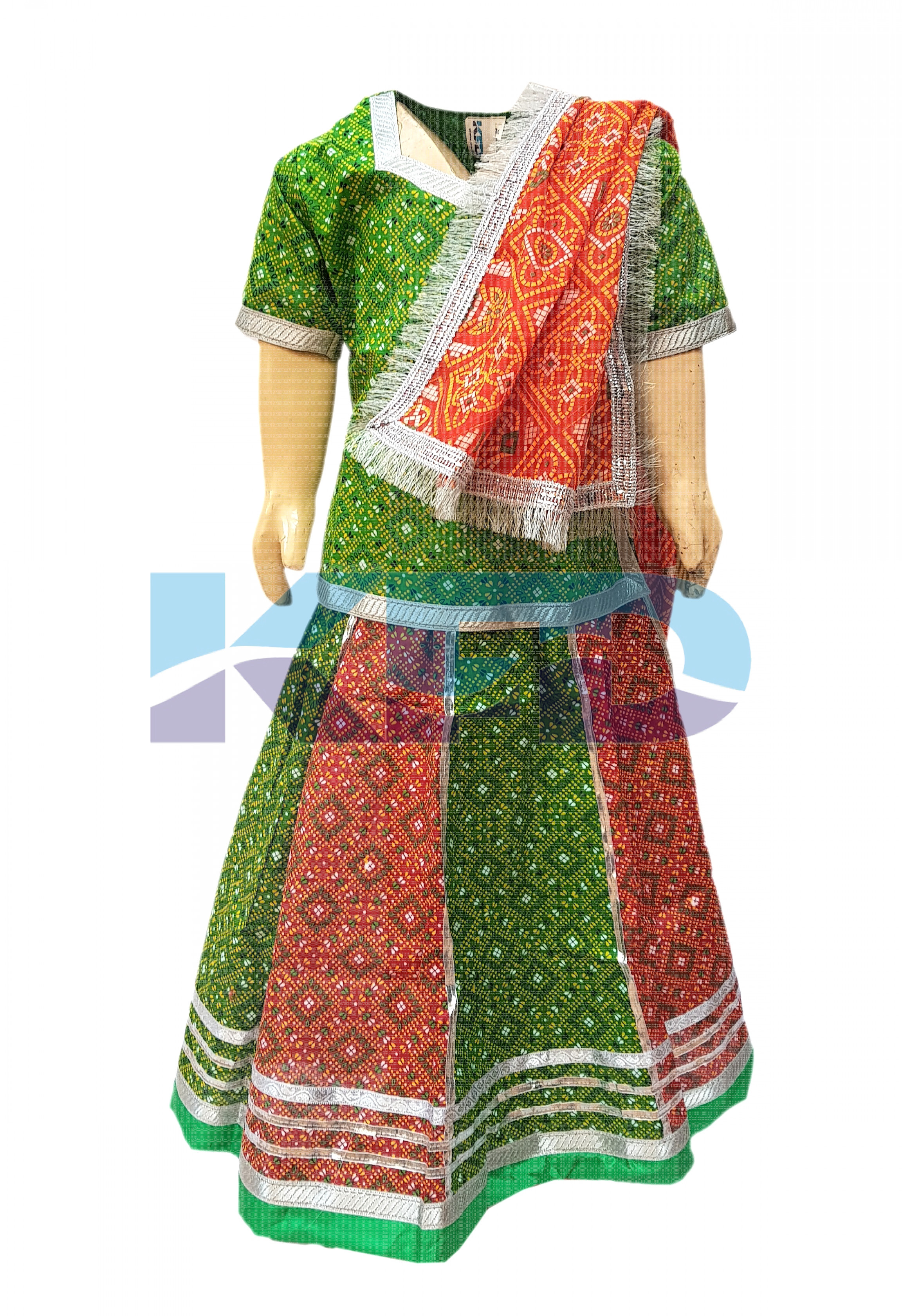 Radha/Rajasthani cotton lehenga fancy dress for kids,Indian State Traditional Wear for Annual function/Theme Party/Competition/Stage Shows/Birthday Party Dress
