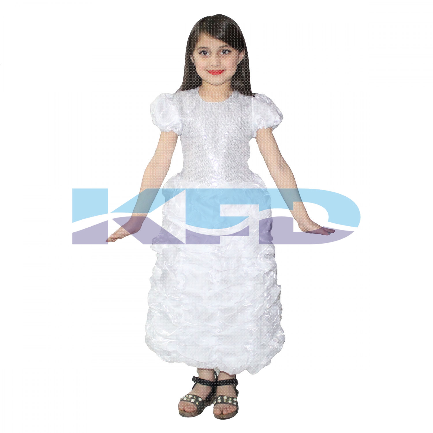 White LCD Gown,Fairy Tales Costume For School Annual function/Theme Party/Competition/Stage Shows/Birthday Party Dress
