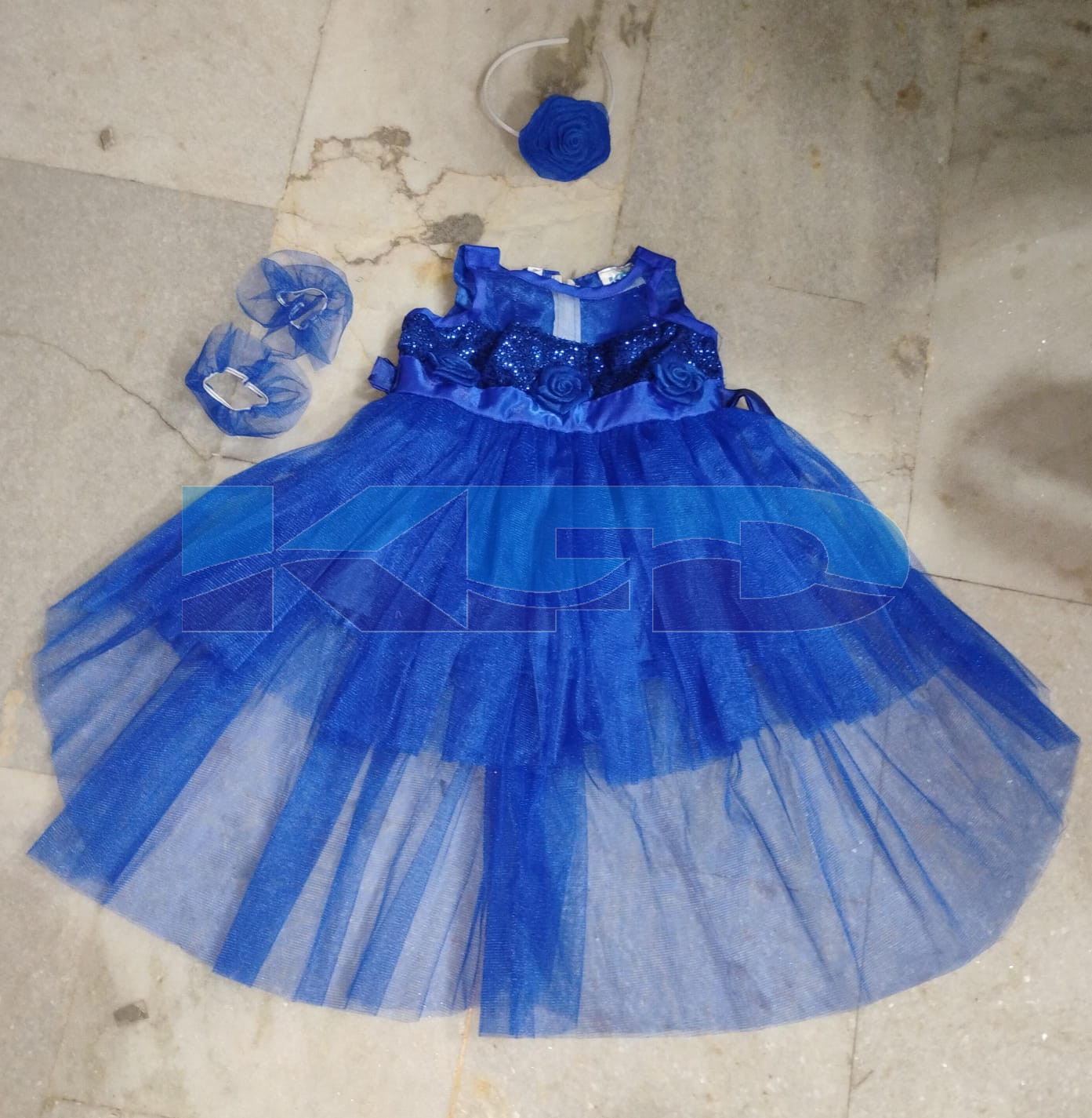Blue Net Frock,Western Costume For School Annual function/Theme Party/Competition/Stage Shows/Birthday Party Dress