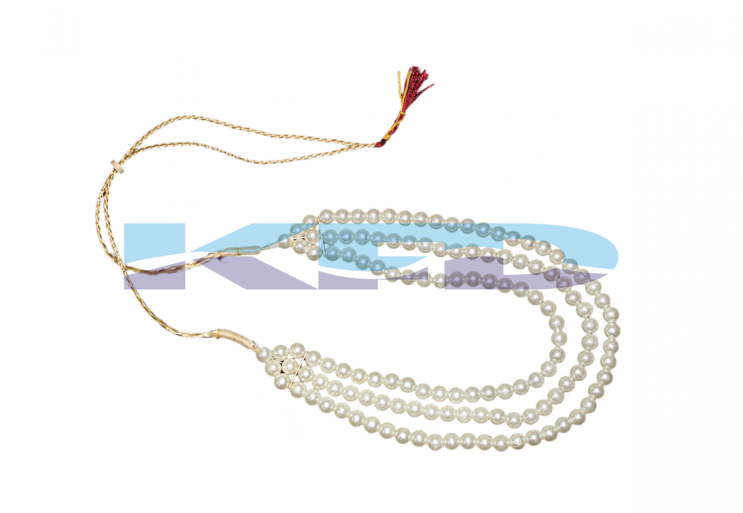 Pearl Mala 3 Line White color For Mythological Character/Janmashtami/Dussehra/Diwali/School annual function