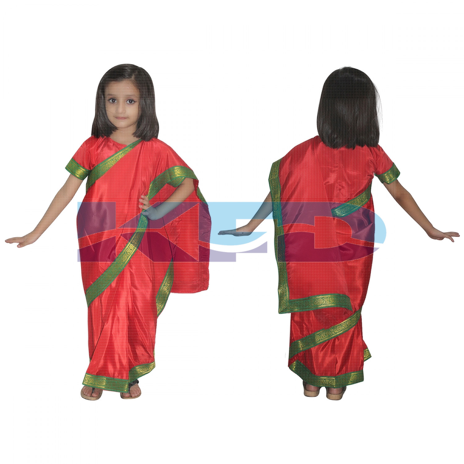 Teacher Saree In Red Color,Indian State Traditional Costume For School Annual function/Theme Party/Competition/Stage Shows/Birthday Party Dress