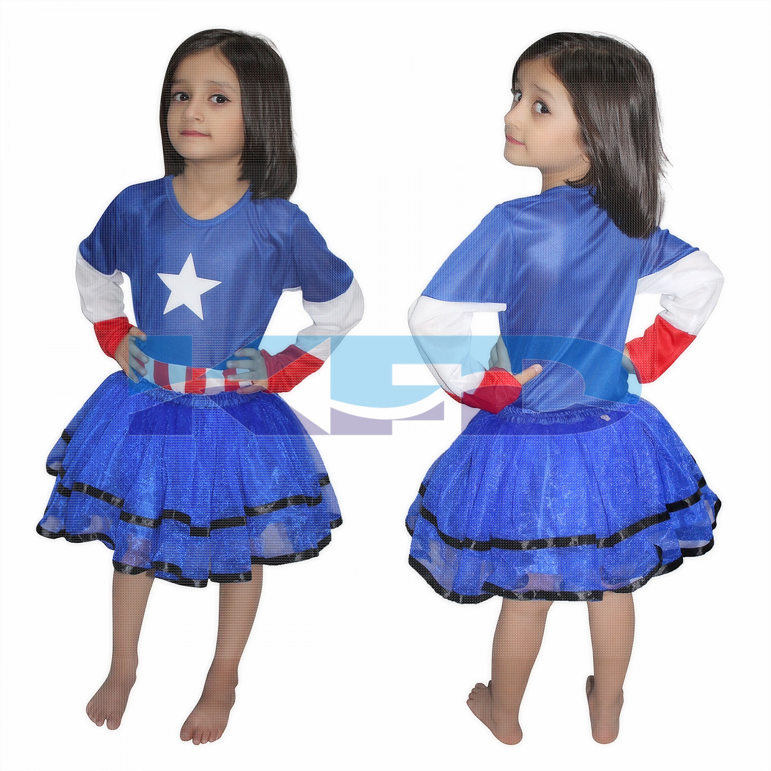 Captain America Girl/Brave American Soldier Super Hero Costume For Girl,CosPlay Costume,California Costume School Annual function/Theme Party/Competition/Stage Shows/Birthday Party Dress