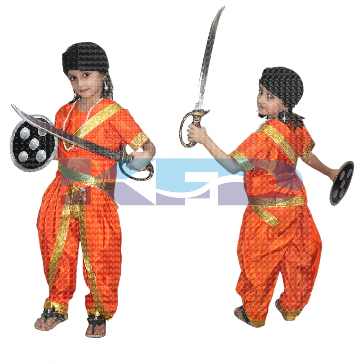 Rani Laxmi Bai Orange National Hero/freedom fighter Costume for Independence Day/Republic Day/Annual function/theme party/Competition/Stage Shows Dress