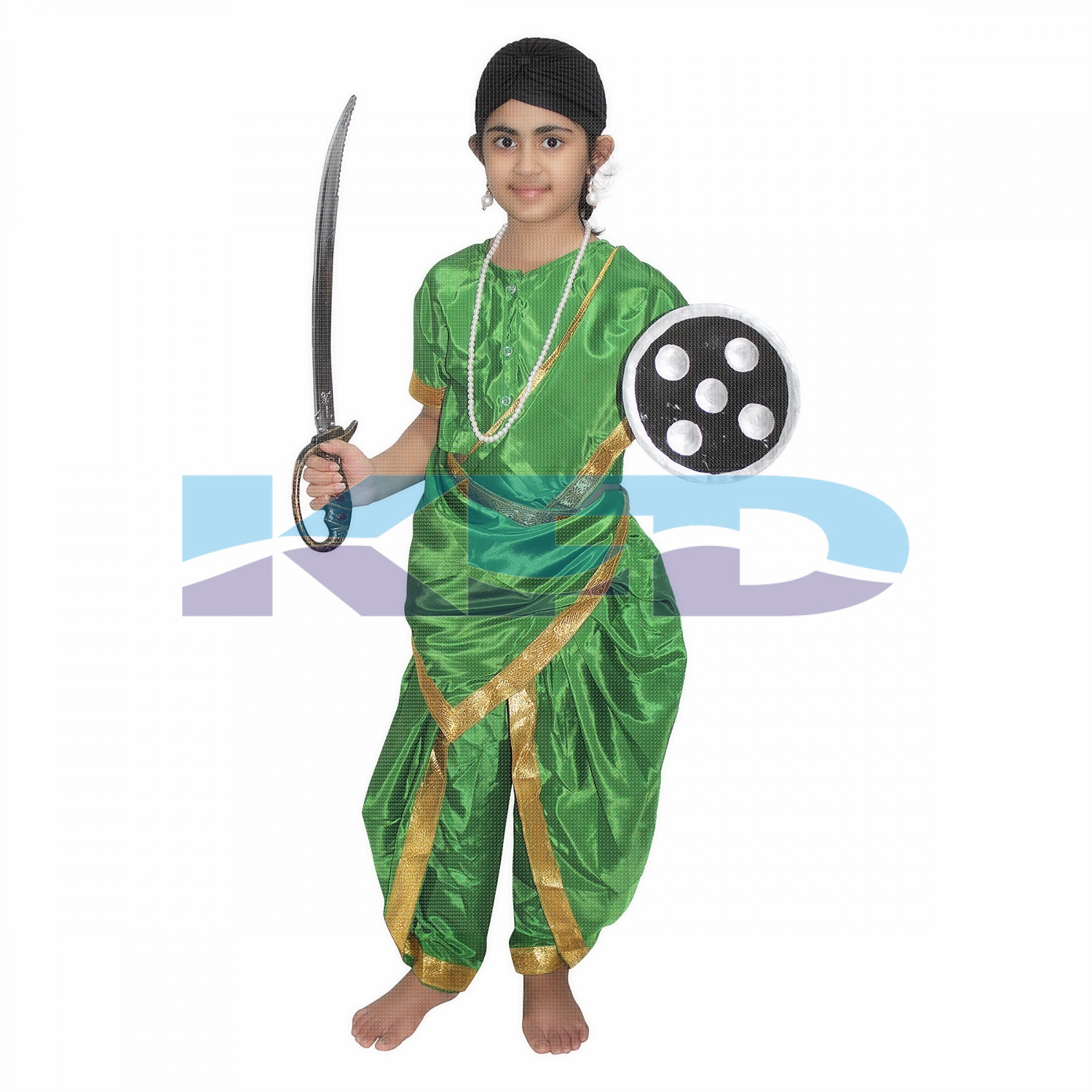  Rani Laxmi Bai Green National Hero/freedom figter Costume for Independence Day/Republic Day/Annual function/theme party/Competition/Stage Shows Dress
