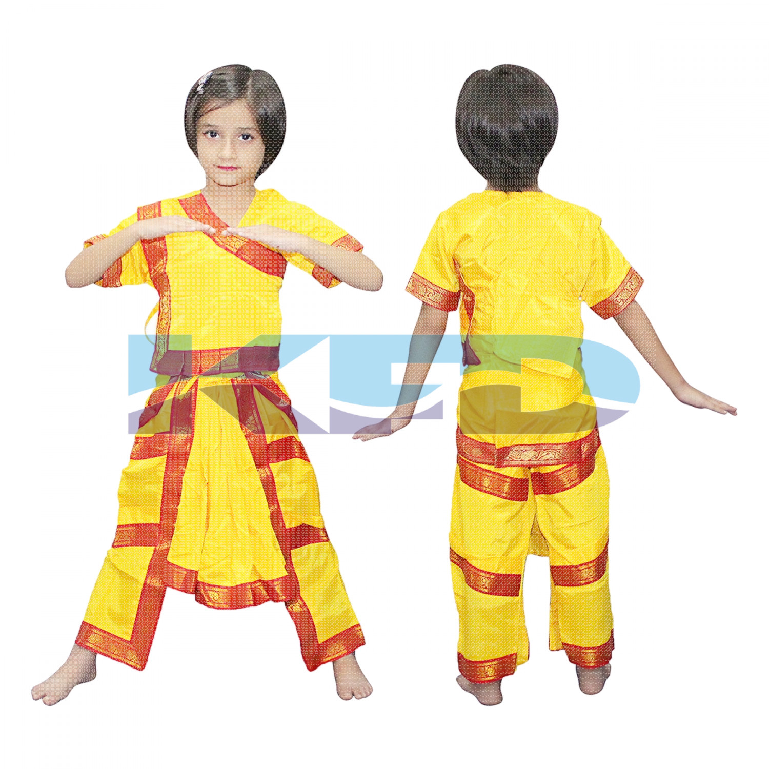 Bharatnatyam yellow fancy dress for kids,Indian Dance Traditional Wear for Annual function/Theme Party/Competition/Stage Shows/Birthday Party Dress