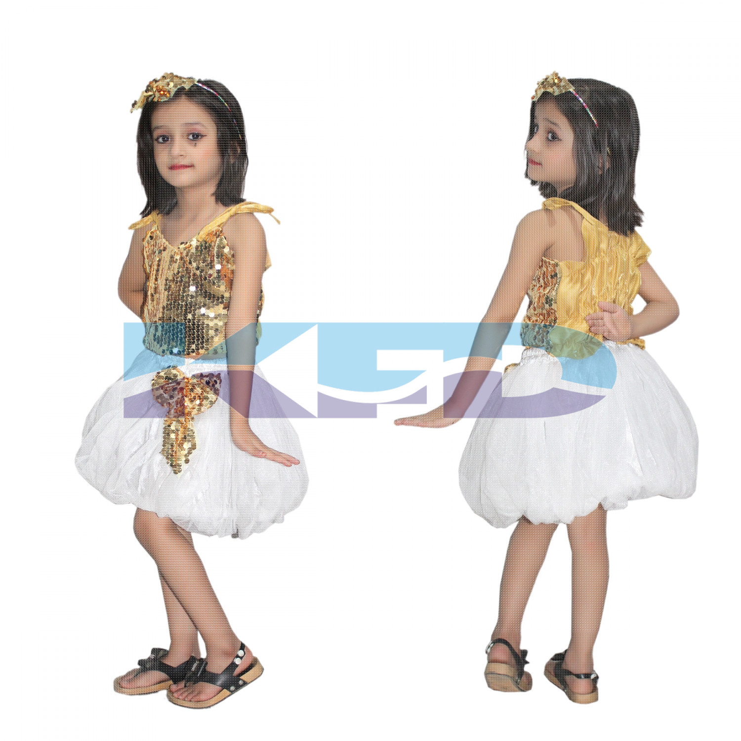 Golden Silver Skirt Top Set Western Dance Dress For kids,Costume For School Annual function/Theme Party/Competition/Stage Shows Dress/Birthday Party Dress