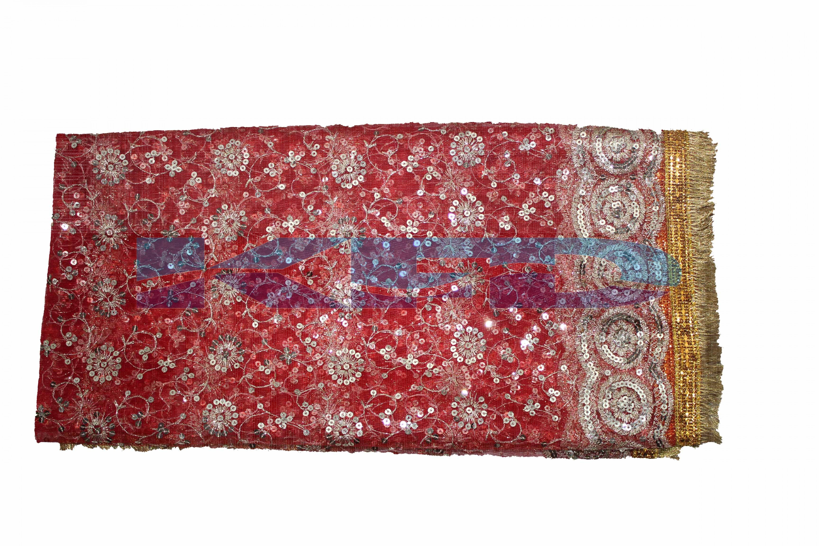 Mata Ki Chunari Full Size 2.25 Meter /Navratri Chunni/Devi Mata Full Jari Chunari/Chunar/Mata chunri/Durga Devi Chunni With Golden Embroidery And Lace,Used For Various Hindu Puja