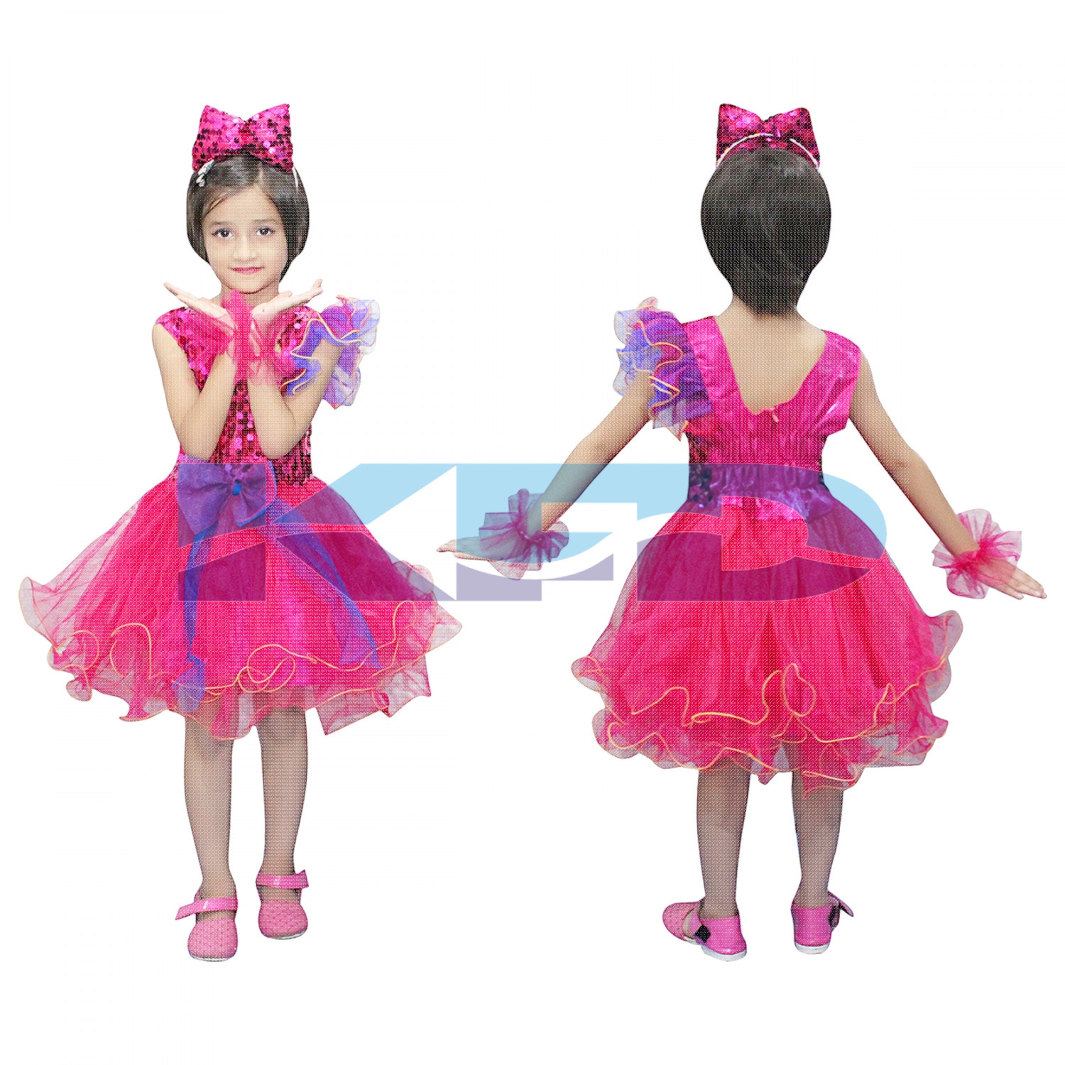 Magenta Frock,Western Costume For Kids School Annual function/Theme Party/Competition/Stage Shows/Birthday Party Dress