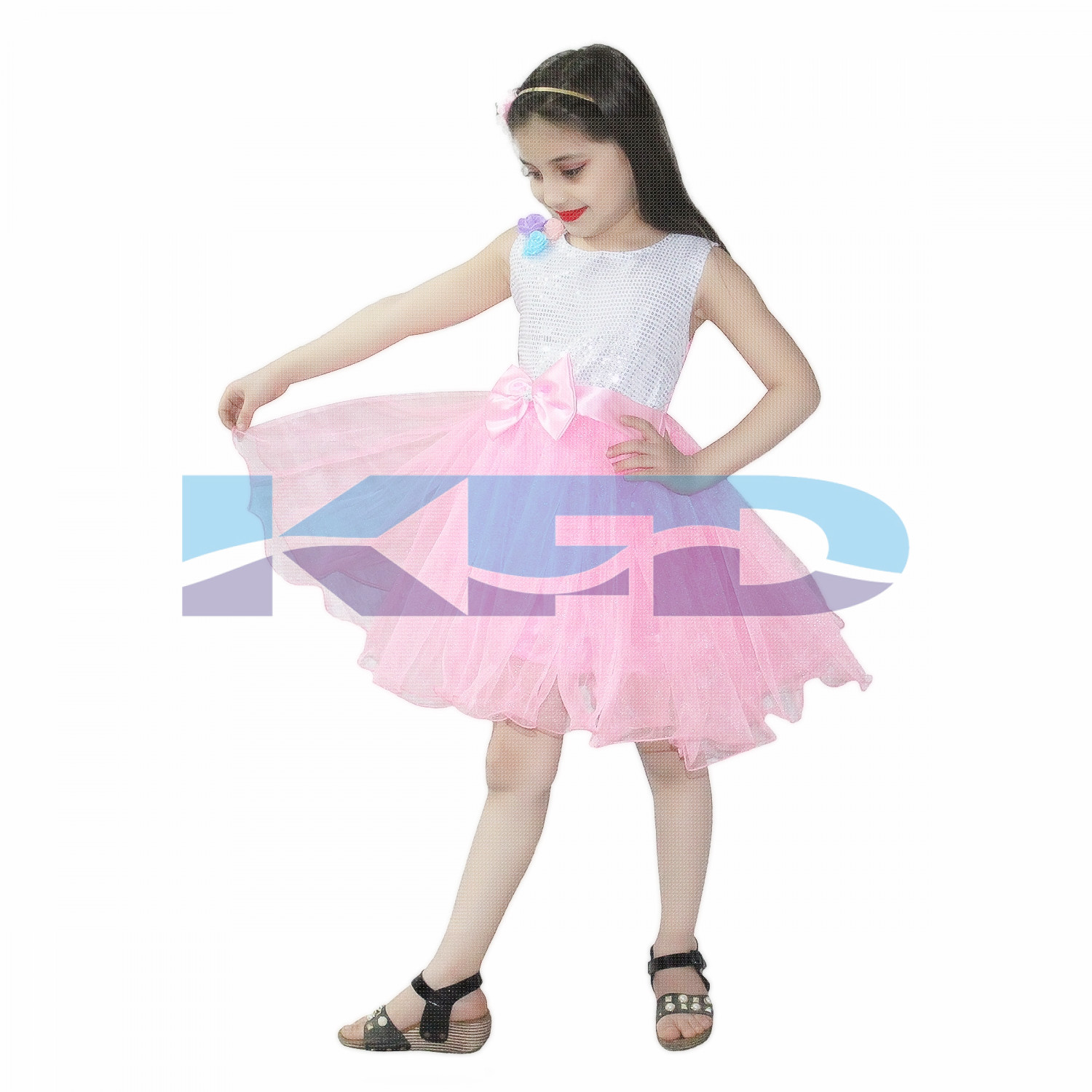 Silver And Pink Frock,Western Costume For Kids School Annual function/Theme Party/Competition/Stage Shows/Birthday Party Dress