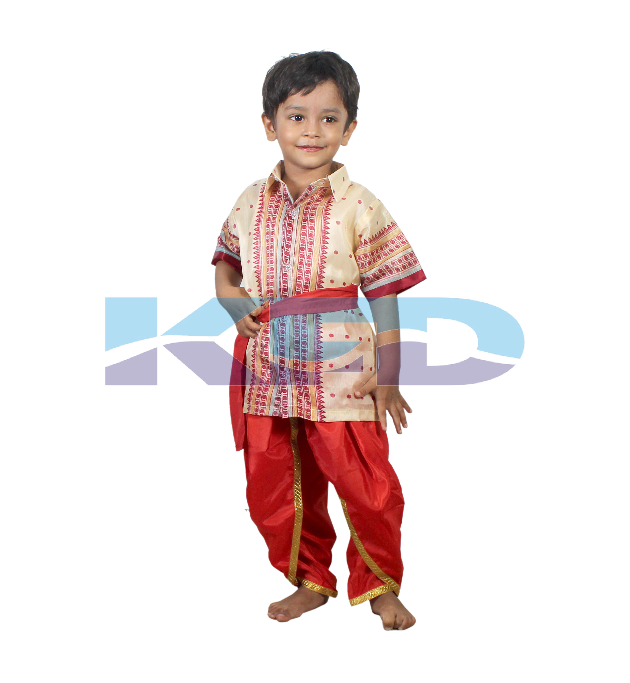Bihu boy Fancy dress for kids,Indian State/Dance Costume for Annual function/Theme Party/Competition/Stage Shows Dress