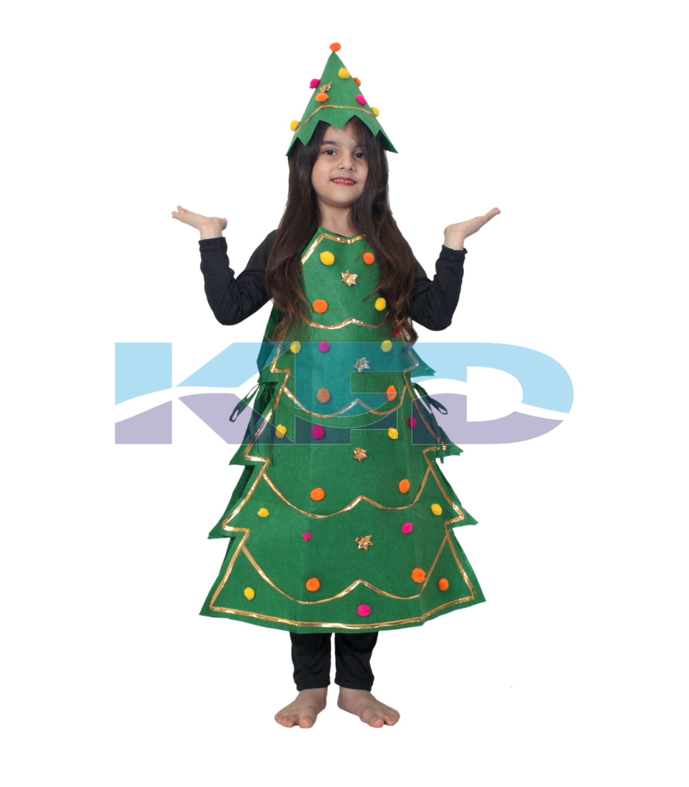 Christmas Tree cut out fancy dress for kids,Christmas Day Costume for Annual function/Theme Party/Competition/Stage Shows/Birthday Party Dress