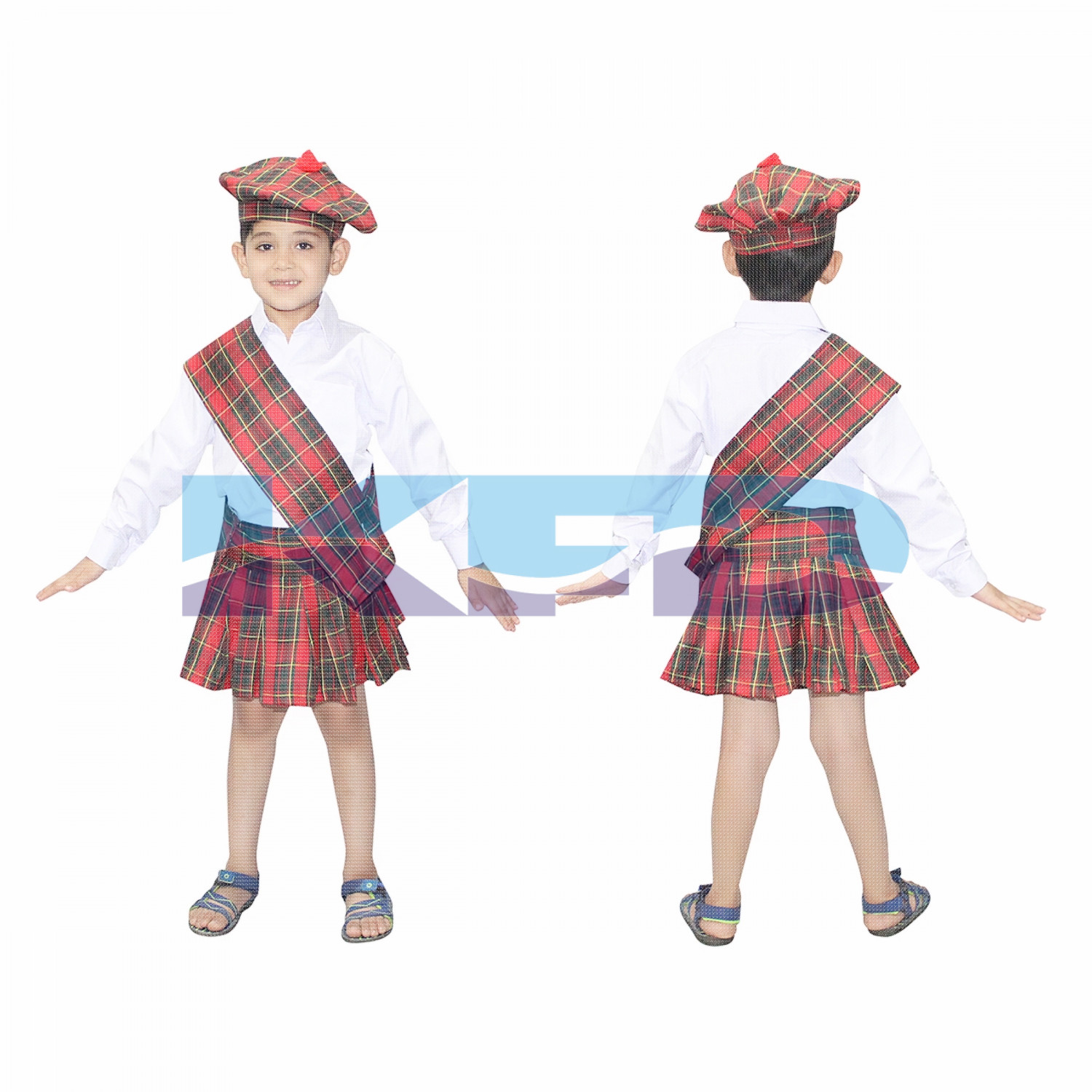Scottish Boy/Party Costumes/Veneziano for Halloween Carnival Cosplay Costume/Tartan Fancy Dress/International Traditional Costume For Kids/School Annual function/Theme Party/Competition/Stage Shows Dress
