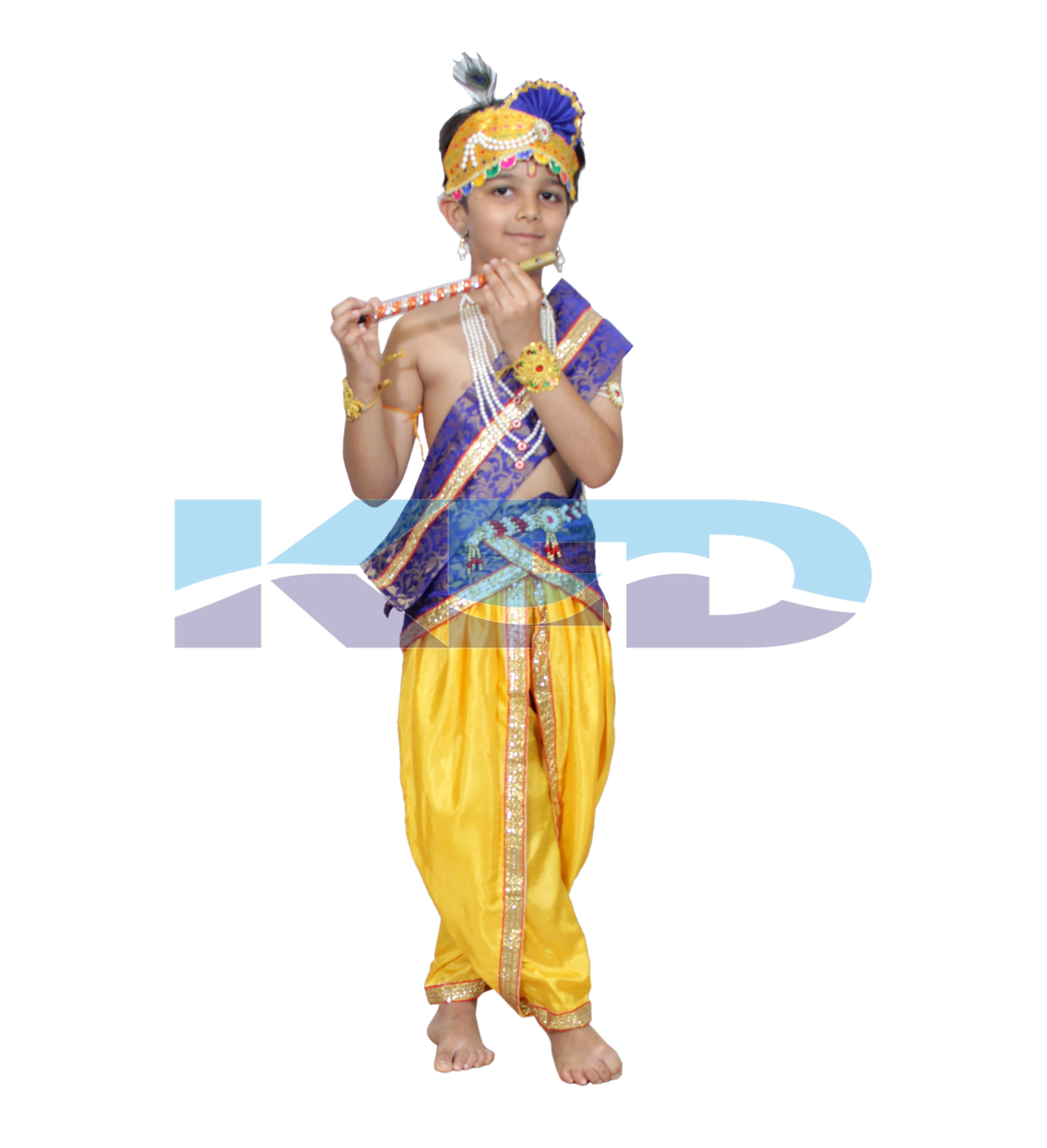 Krishna belt blue fabric mukut fancy dress for kids,Mythological  Costume for School Annual function/Theme Party/Competition/Stage Shows Dress