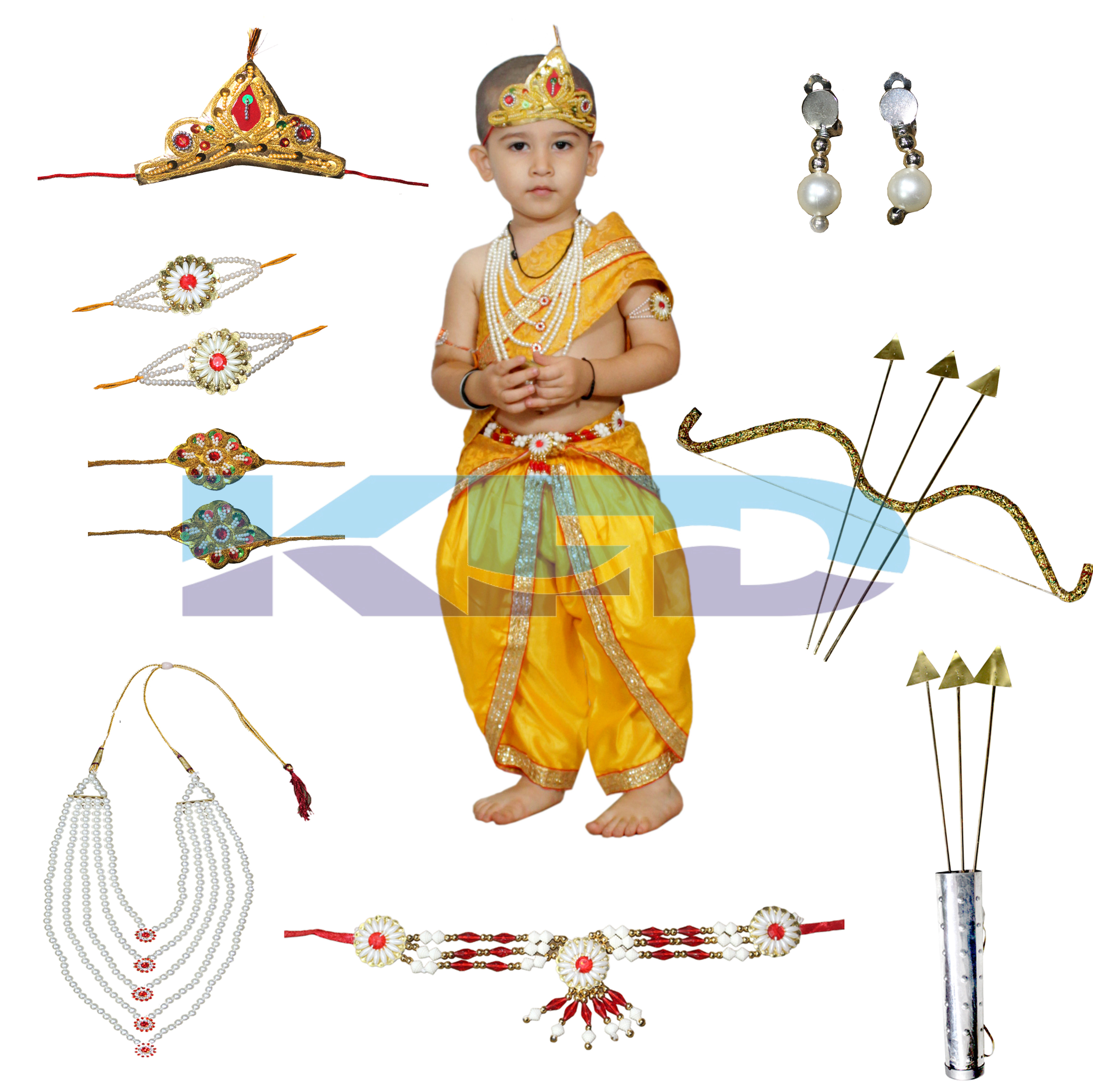 Ram belt yellow 5 Line Mala fancy dress for kids,Mythological  Costume for School Annual function/Theme Party/Competition/Stage Shows Dress