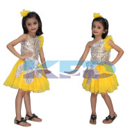 Yellow Silver Skirt Top Set Western Dance Dress For kids,Costume For School Annual function/Theme Party/Competition/Stage Shows Dress/Birthday Party Dress