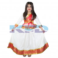 Kathak Cream Lehenga For Girls/Dance Costume/Classical Dancewear/Kathak Dance Costume/Theme Party/Competition/Stage Shows/Birthday Party Dress