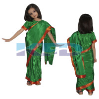 Teacher Saree In Green Color,Indian State Traditional Costume For School Annual function/Theme Party/Competition/Stage Shows/Birthday Party Dress