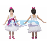 Magenta And White Frock,Western Costume For Kids School Annual function/Theme Party/Competition/Stage Shows/Birthday Party Dress