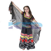 Kalbeliya Lehenga For Kids/folk dance Costume/Sapera Dance Costume For Kids/Snake Charmer Dance Costume For Kids/For Kids Annual function/Theme Party/Competition/Stage Shows/Birthday Party Dress