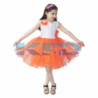 Orange Frock,Western Costume For Kids School Annual function/Theme Party/Competition/Stage Shows/Birthday Party Dress