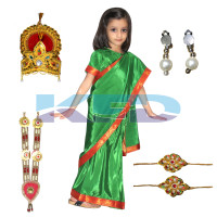Green saree laxmi  fancy dress for kids,National Hero Costume for School Annual function/Theme Party/Competition/Stage Shows Dress